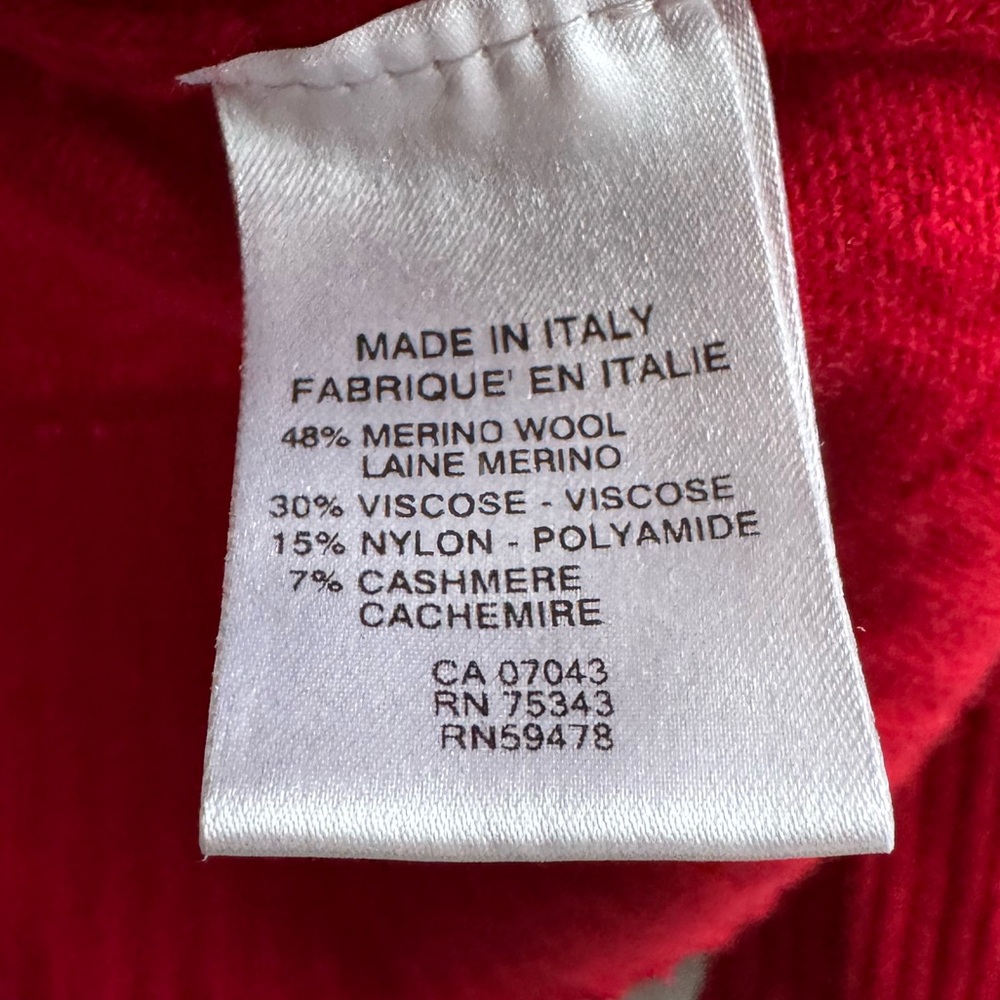 Bianco & Blu Made in Italy Red Merino Wool Cashmere Other Blend Womens Sweater - Picture 3 of 3